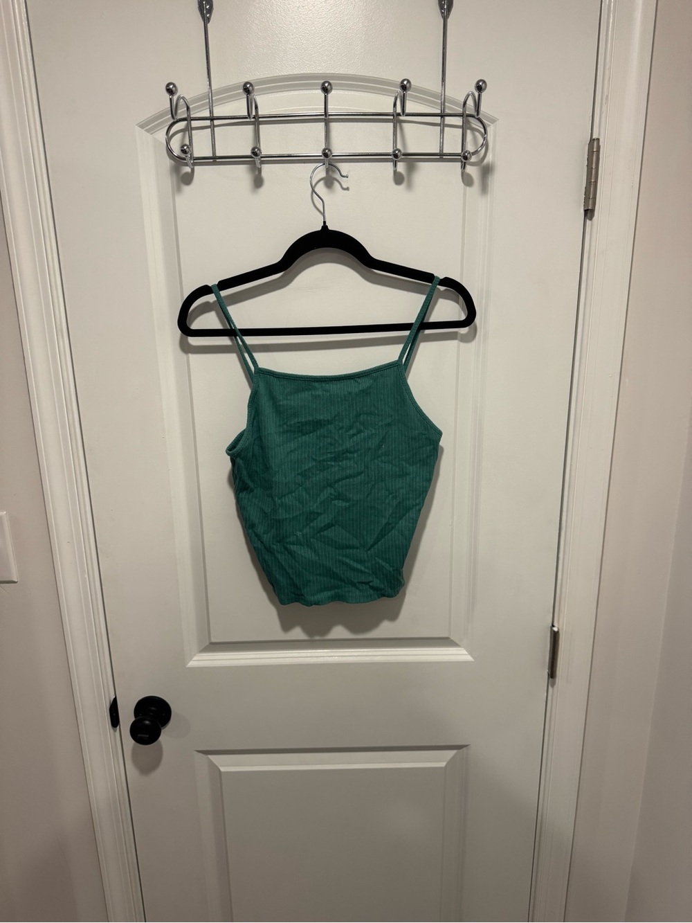 Women’s Green Ribbed Spaghetti Strap Tank Top